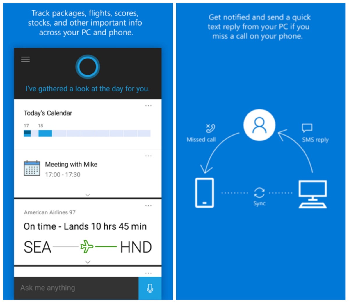 Microsoft выпустила версии Cortana для iOS и андроид